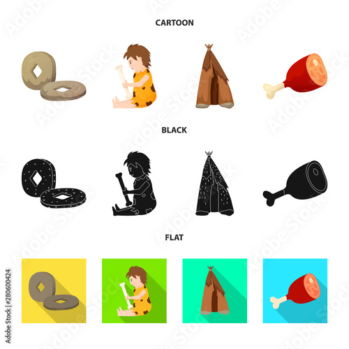 Vector design of evolution and neolithic icon. Collection of evolution and primeval stock vector illustration.