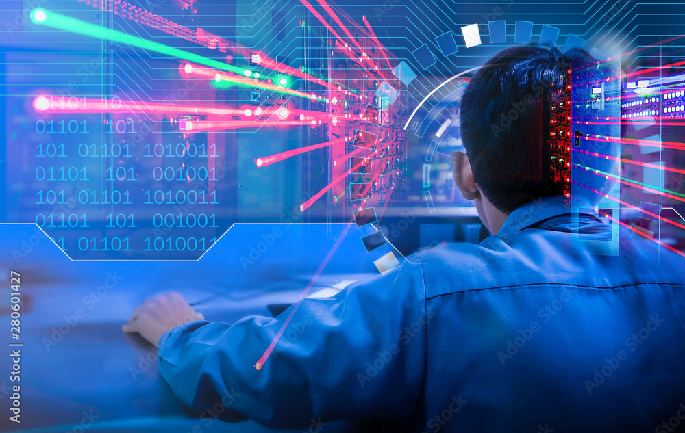 Double exposure Blurred light of man Engineering operations checking production process, Control room of a steam Turbine, Generators in the coal-fired power plant. Technology and industry concept Double exposure Blurred light of man Engineering operations checking production process, Control room of a steam Turbine, Generators in the coal-fired power plant. Technology and industry concept