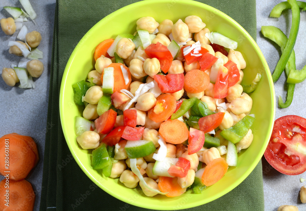 Chickpeas salad in a bowl