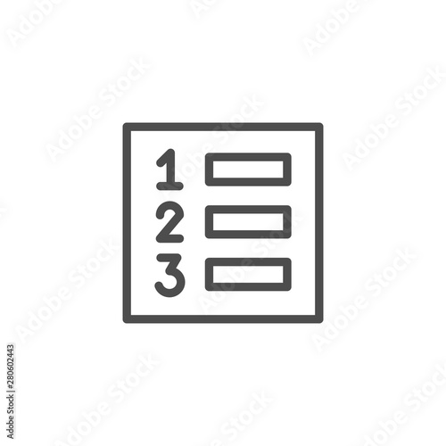 Numbered list line outline icon