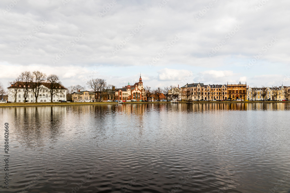 Schwerin, Germany. Views of the Pfaffenteich, a pond lake in the middle of the city
