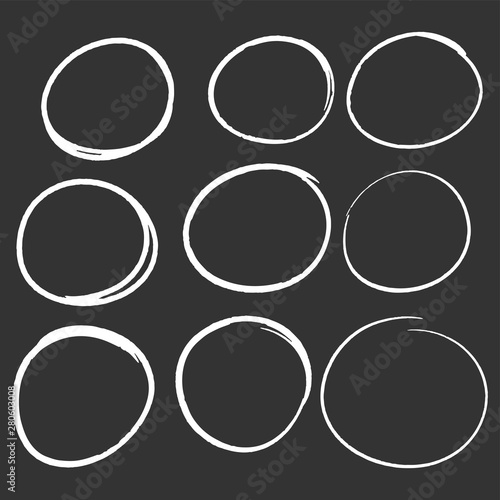 Hand drawn circles set, different framesm bubbles.