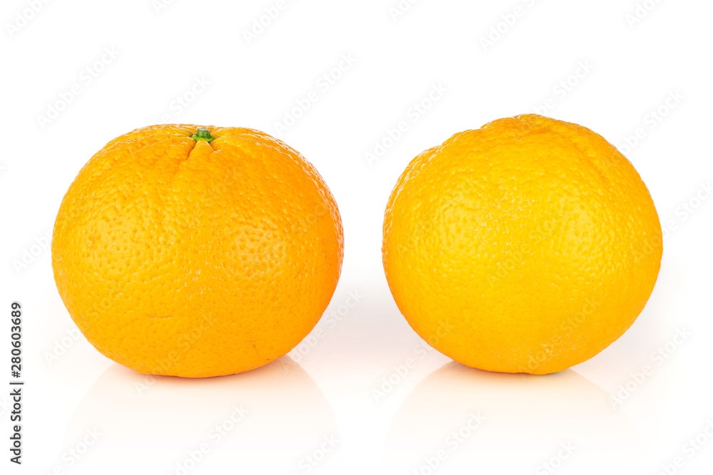 Group of two whole fresh sweet orange isolated on white background Group of two whole fresh sweet orange isolated on white background