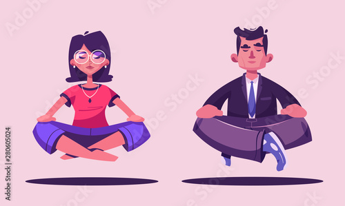 Meditation health benefits for body, mind and emotions. Cartoon vector illustration