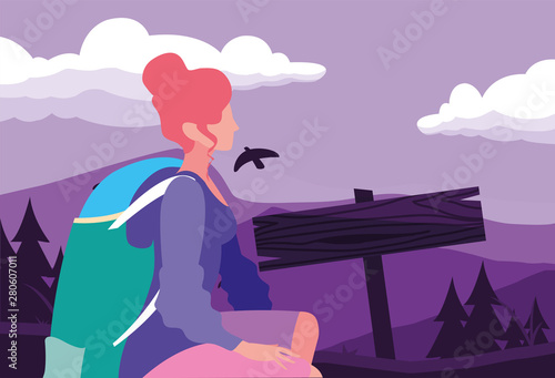 woman with backpack hiking wanderlust