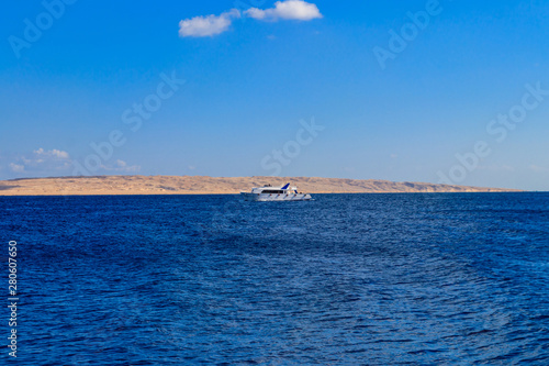 White yacht sailing in Red sea  Egypt