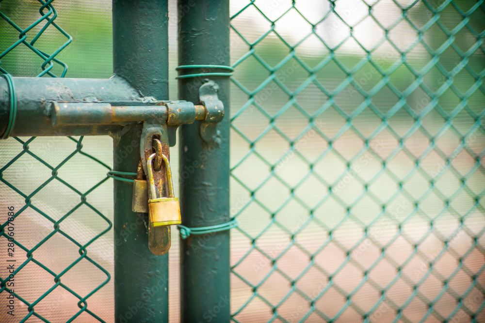 close up metal lock with chain close up metal lock with chain