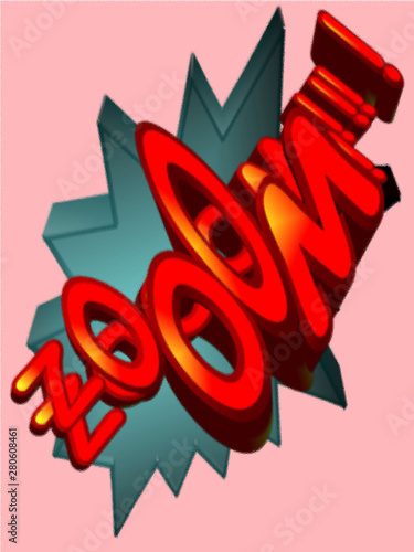 Glossy cartoon Zooom!!! Explosion in comic book cloud photo