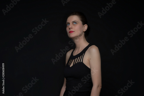 woman on black background