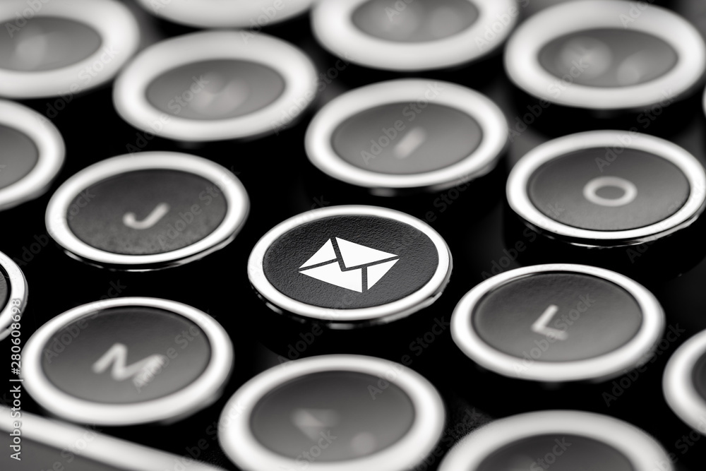 Customer service & contact us icon on the retro keyboard Customer service & contact us icon on the retro keyboard