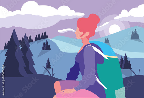 woman with backpack hiking wanderlust