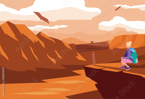 woman with backpack hiking wanderlust