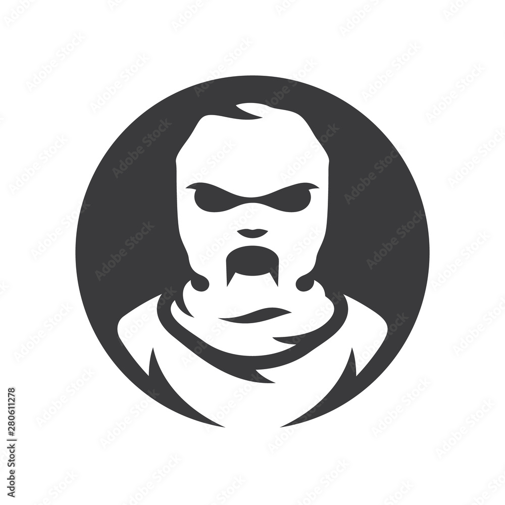 Balaclava zombie mask Vector silhouette sign. Balaclava zombie mask Vector silhouette sign.