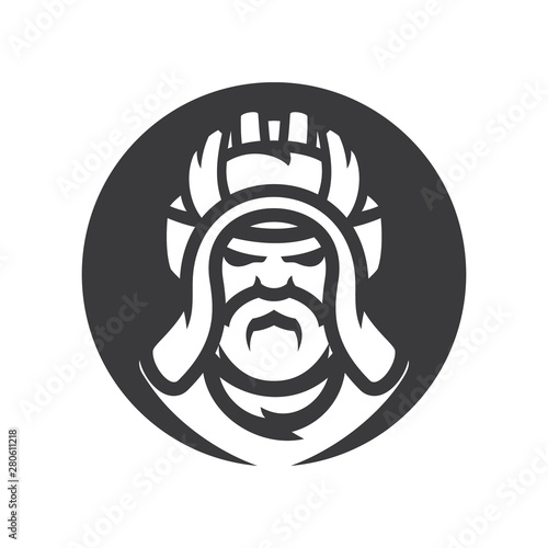 Tankman military Vector silhouette sign.