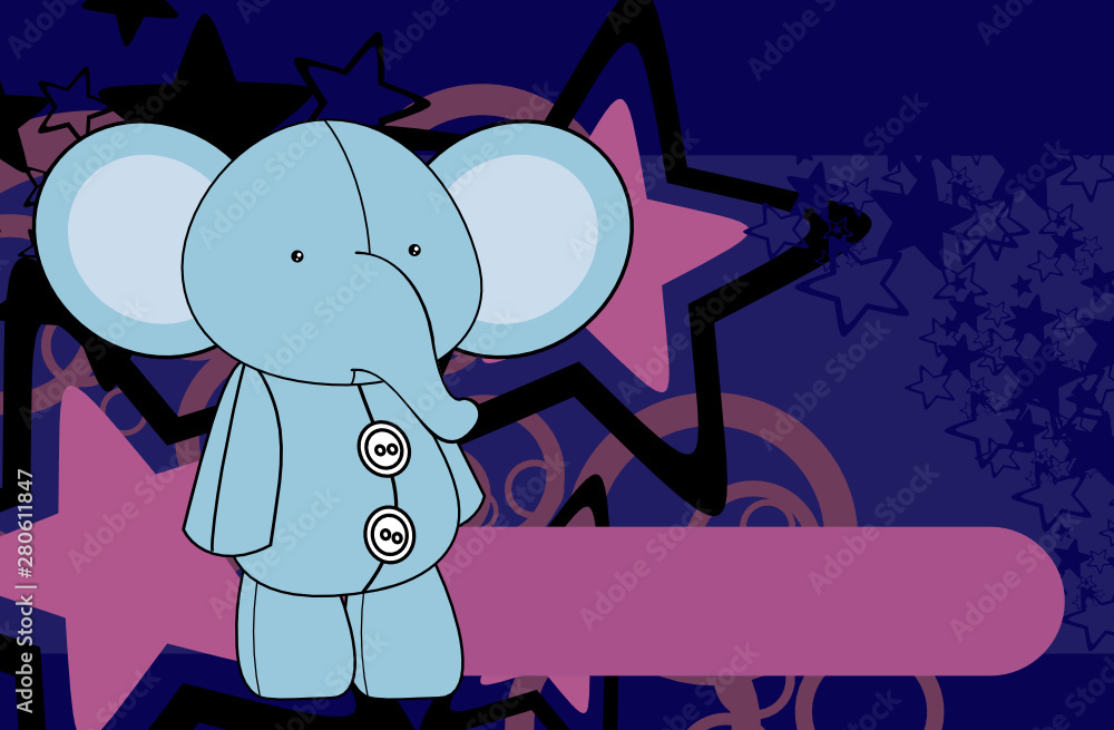 Obraz premium cute plush elephant toy kawaii style cartoons background