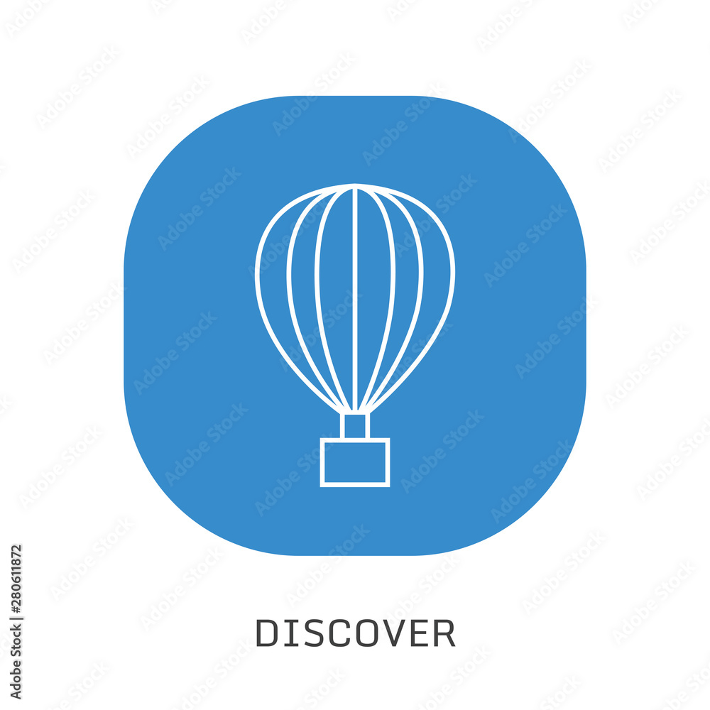 Air hot balloon flat line icon. Vector thin sign of sky transportation, flight logo. Extreme activity illustration Air hot balloon flat line icon. Vector thin sign of sky transportation, flight logo. Extreme activity illustration