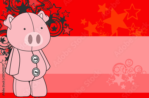 cute plush pig toy kawaii style cartoons background