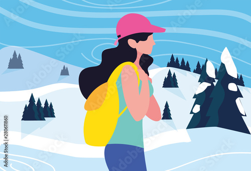 woman with backpack hiking wanderlust