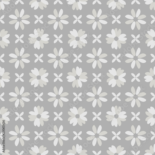 Seamless vector geometric pattern with rice grain on gray background.