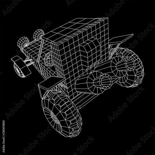 Off road dune buggy car. Terrain vehicle. Outdoor car racing, extreme sport oncept. Wireframe low poly mesh vector illustration