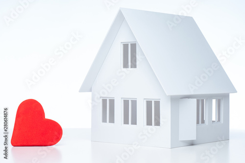 Red heart is near the house...