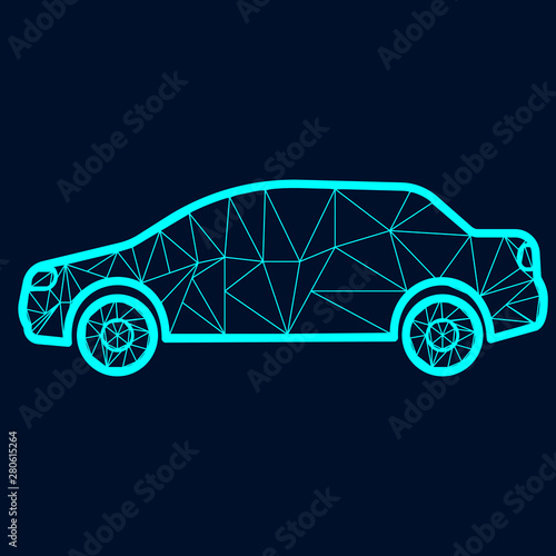 The car  consisting of polygons. Vector illustration