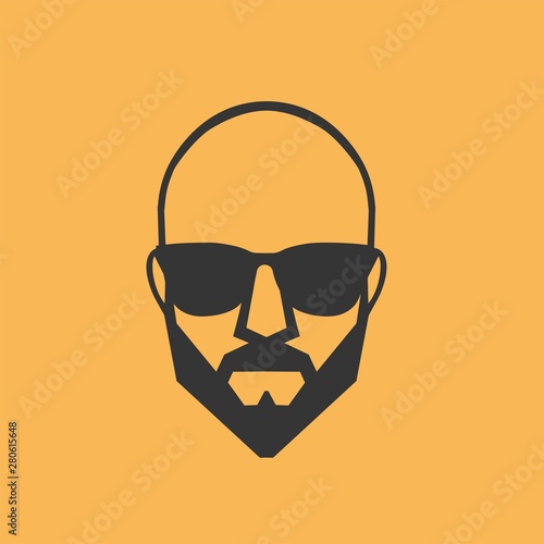 Bald man in glasses  in black  color