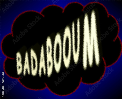 Cartoon BADABOOM illustration in comic book cloud photo