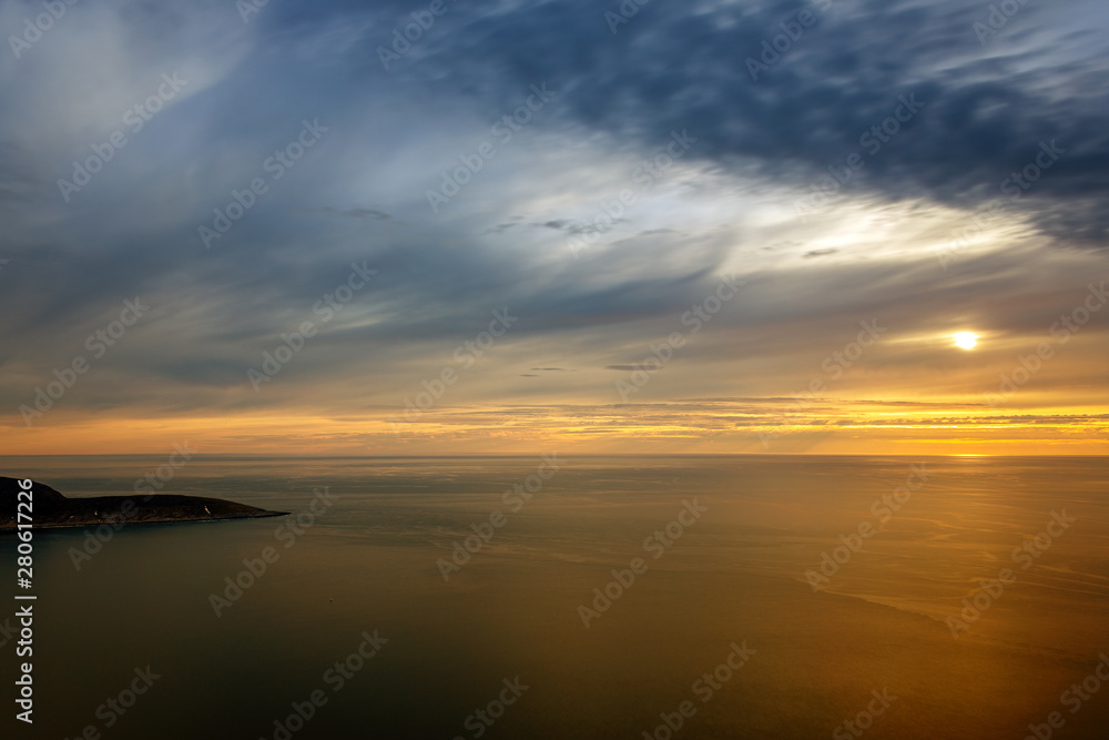 Naklejka premium Midnight sun at the North Cape in Norway