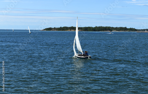 Sailing yachts in Baltic sea. Helsinki archipelago, Finland