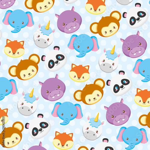 toy animals faces baby shower background