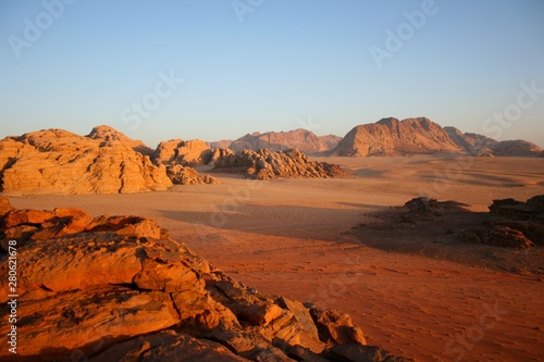 sunset in Wadi Rum desert, Jordan  photo