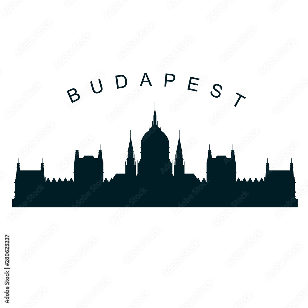 Fototapeta premium Sylwetka parlamentu w Budapeszcie - węgierski gród i punkt orientacyjny Budapesztu