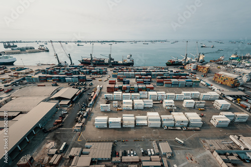 High angle view of port, Luanda, Angola