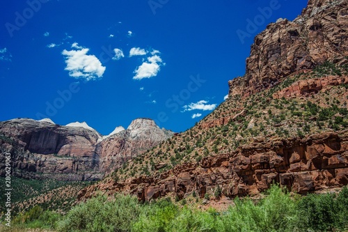 towering cliffs in zion national park