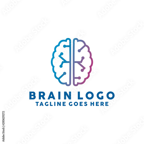 Brain Logo Technology Icon. Digital Vector Technology Symbol. Company Logo Design Inspiration.