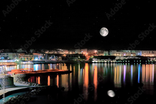 the big moon on Otranto in Puglia in Salento, Adriatic Sea