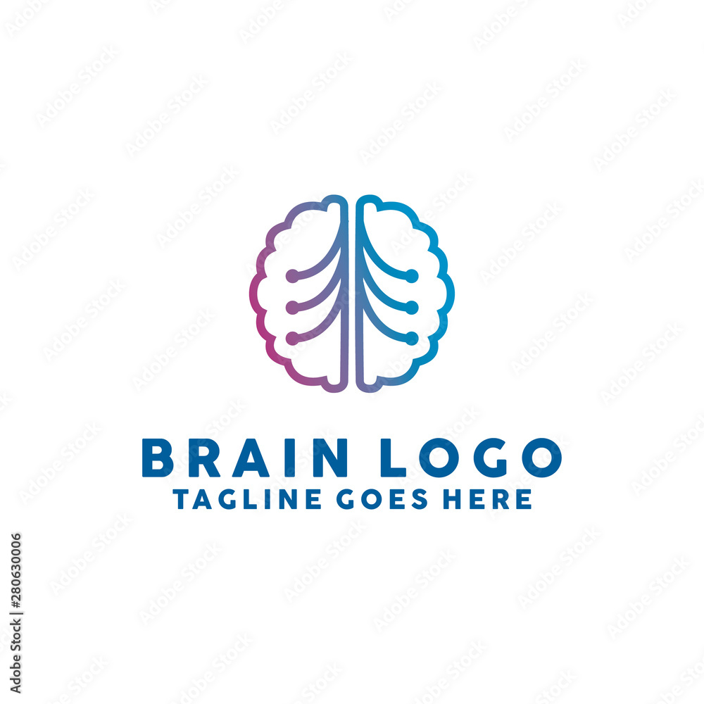Brain Logo Technology Icon. Digital Vector Technology Symbol. Company Logo Design Inspiration.