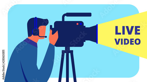Videographer in Headphones Shoots Live Video.