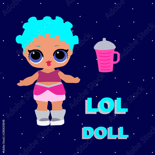 Cute little dolls with blue hair big blue eyes