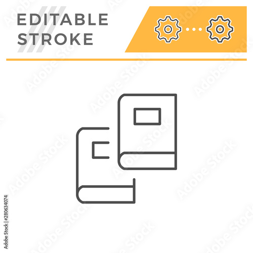 Two books editable stroke line icon