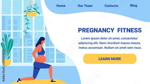 Pregnancy Fitness. Advertising Image. Vector.