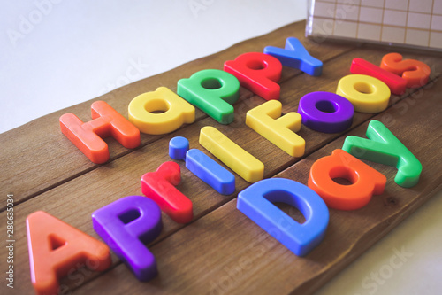 Happy April Fools Day Text with Colored Letters