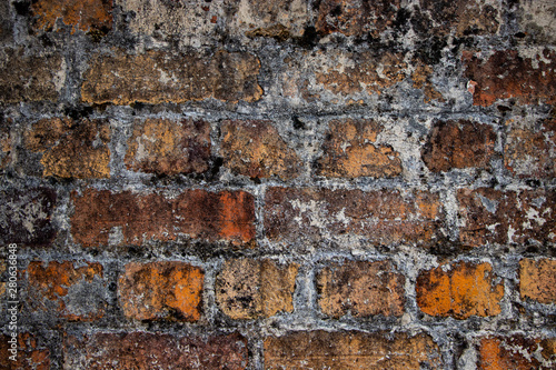 Multi color worn brick wall grunge rough vintage texture background