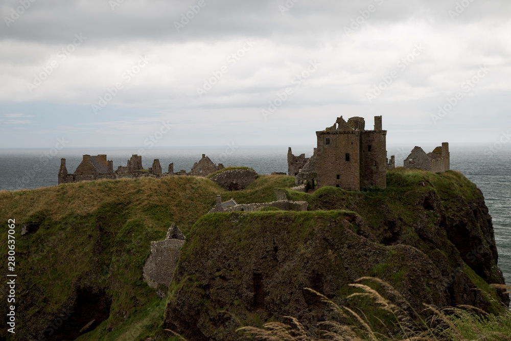 Ruins of Dunnottar Castle Scotland on an Overcast Day