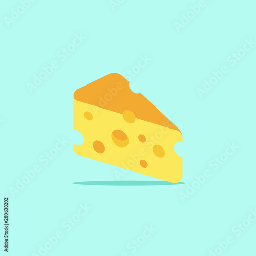  Swiss cheese or emmental cheese flat color icon for food apps and websites 