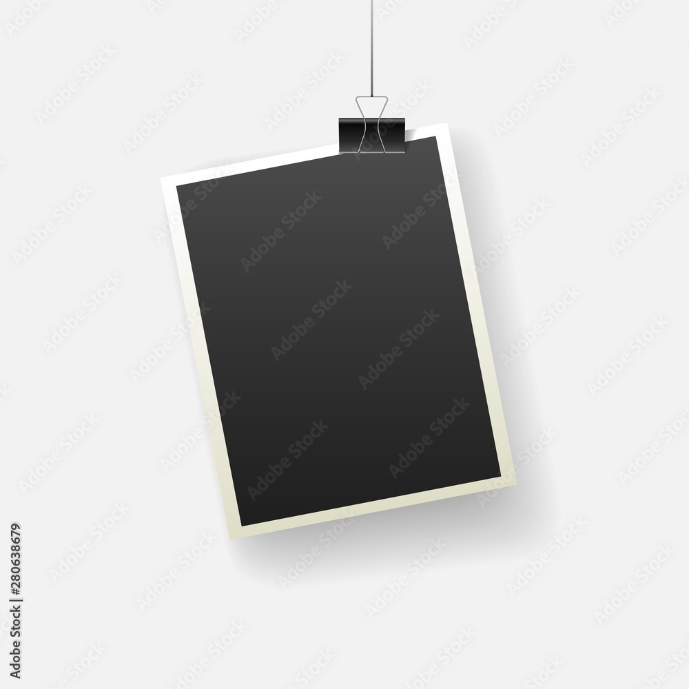 Blank photo frame set hanging on a clip. Retro vintage style. Blank photo frame set hanging on a clip. Retro vintage style.