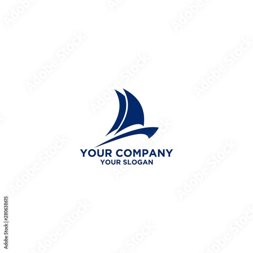 Blue Sailing Boat Logo Design Vector