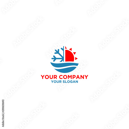 Water Heating and Air Conditioner Logo Design Vector