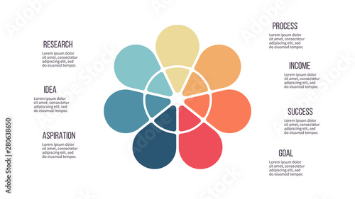 Business infographics. Pie chart with 7 sections. Vector template.